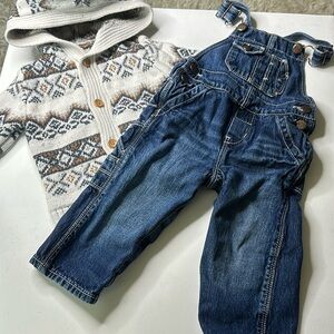 12m Vintage Osh Kosh B’gosh sweater and overalls